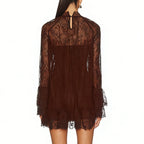 Women's brown lace mini dress, elegant and stylish for special occasions
