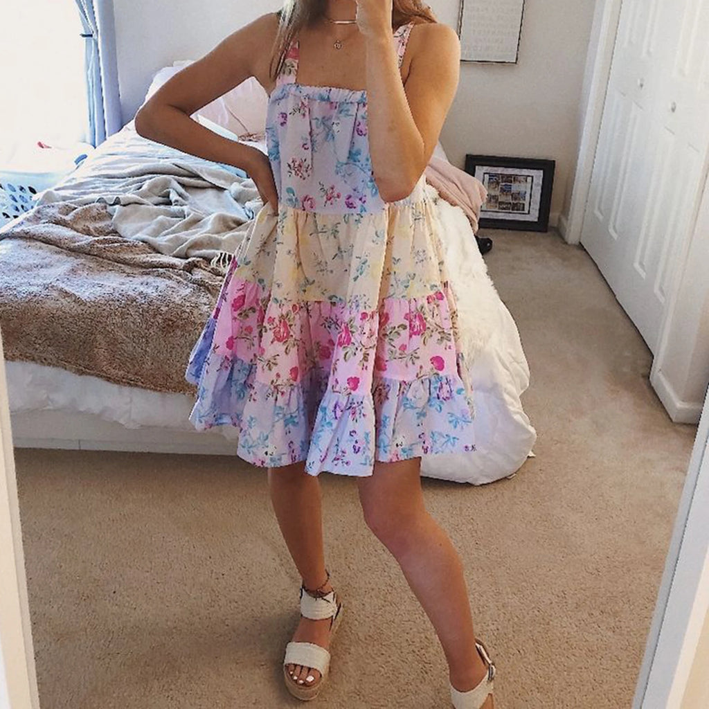 Women's floral mini dress, lightweight cotton, perfect for summer outings