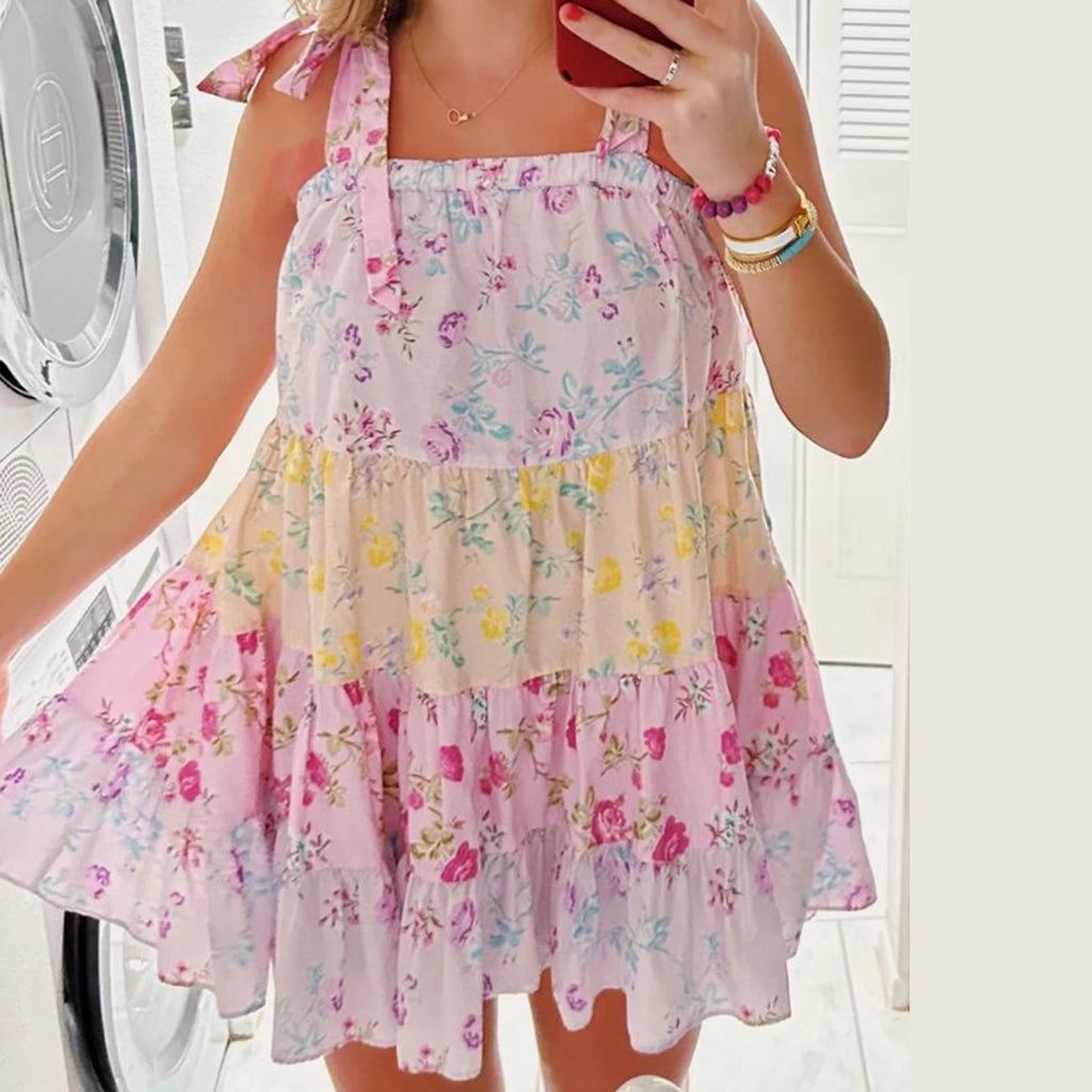 Women's floral mini dress, lightweight fabric, perfect for summer outings