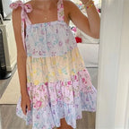 Women's floral mini dress, pastel colors, perfect for summer outings