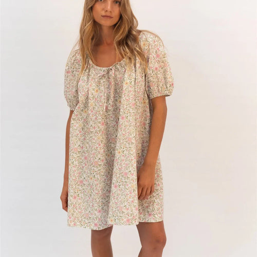 women's floral mini dress, lightweight fabric, perfect for summer outings