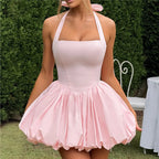 Women's pink mini dress, lightweight fabric for casual outings