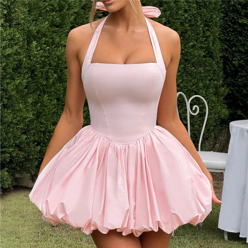 Women's pink mini dress, lightweight fabric for casual outings