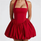 Women's red cotton mini dress, perfect for summer outings