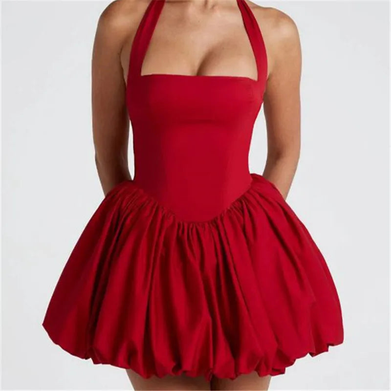 Women's red cotton mini dress, perfect for summer outings