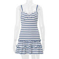 Women's striped mini dress in blue and white, perfect for summer outings
