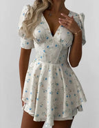 Floral mini dress with puff sleeves, perfect for summer outings