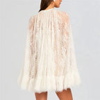 Women's white lace mini dress for summer outings