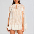 Women’s white lace mini dress, perfect for beach cover-up