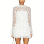 white mini dress with lace sleeves, perfect for summer outings