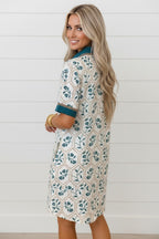 JUNIPER BLVD women's dress mini dress in cream with floral pattern