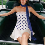 Women's blue polka dot mini dress for casual summer outings