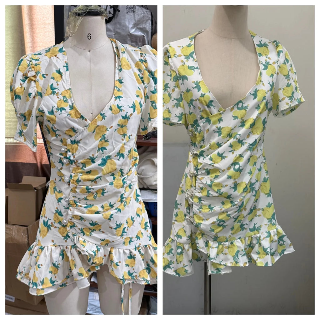 Floral mini dress with puff sleeves, perfect for summer outings