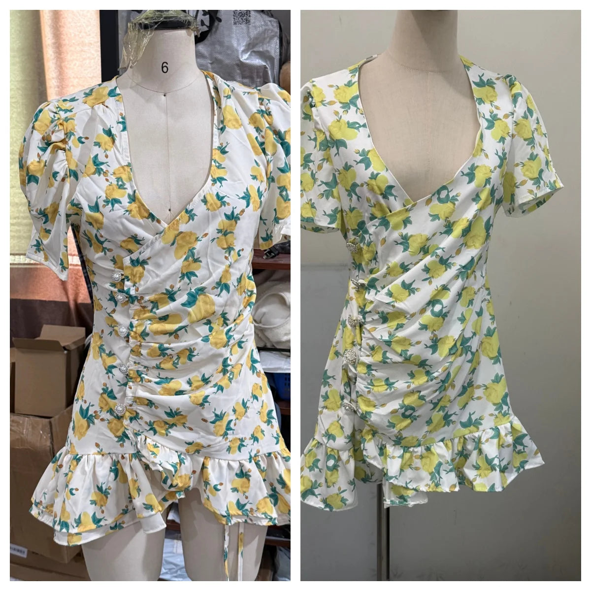 Floral mini dress with puff sleeves, perfect for summer outings