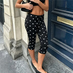 Black and white dress polka dot leggings, stylish and casual for everyday wear