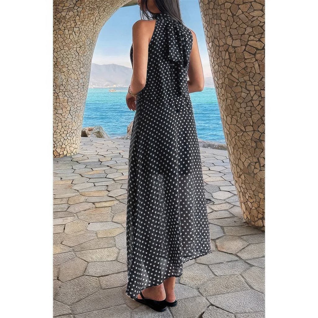Women's black dress polka dot, lightweight fabric, perfect for summer outings