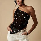 Black sheer dress polka dot top, stylish for casual outings