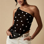 Women's sheer black dress polka dot top for stylish summer outings