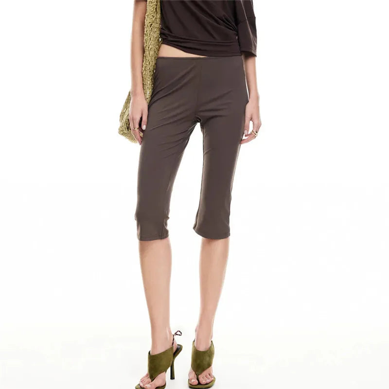 Women's brown capri leggings for casual wear or workouts