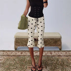 Women's dress polka dot, stylish summer outfit in black and white