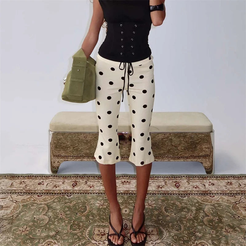 Women's dress polka dot, stylish summer outfit in black and white