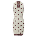 Women's cream dress polka dot with burgundy accents for summer outings