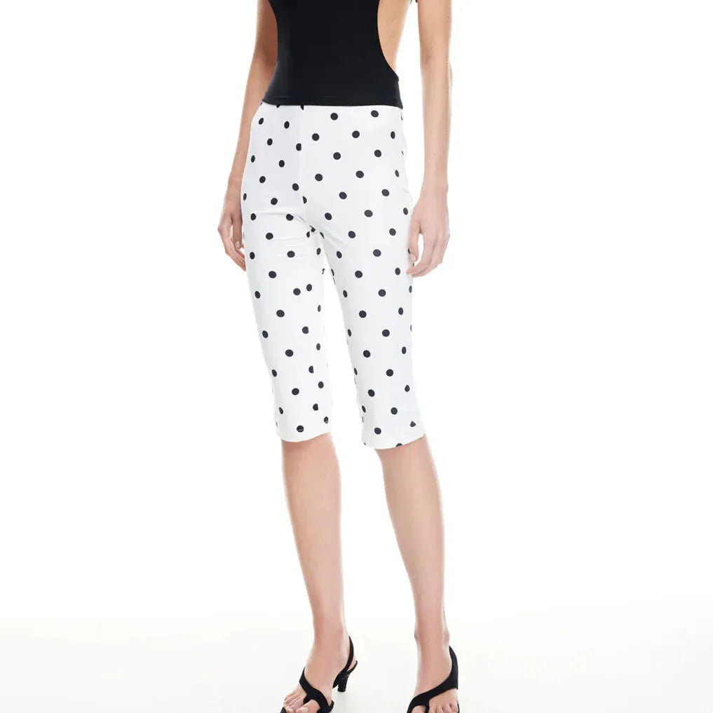 Women's white dress polka dot capri pants for stylish summer outings
