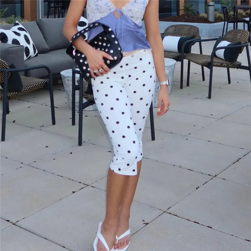 Casual women's dress polka dot, white with black dots for summer outings