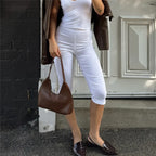 White capri jumpsuit, casual wear for summer outings