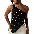 Women's Polka Dot One-Shoulder Top for Travel