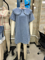 Women's blue dress with denim, perfect for casual outings