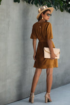 Women's mustard dress wrap, lightweight fabric for casual outings
