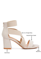 Women's strappy sandals in beige, recycled micro suede, ideal for travel