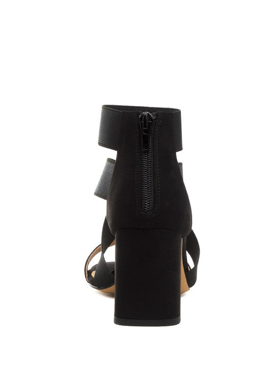 Black women's heels, stylish dressy strappy sandals for travel