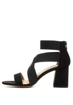 Black block heel women's shoes, stylish dressy strappy sandals for travel