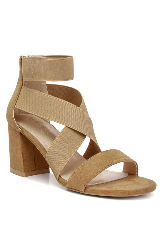 Rag Company women's tan dressy strappy sandals for travel with block heel