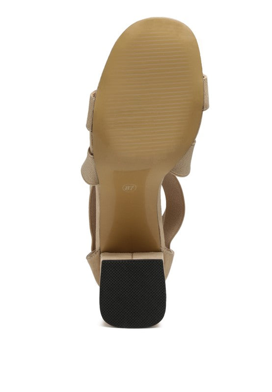 Beige women's dressy strappy sandals for travel with comfortable heels