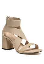 Rag Company beige dressy strappy sandals for travel with block heels