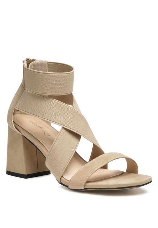 Rag Company beige dressy strappy sandals for travel with block heels