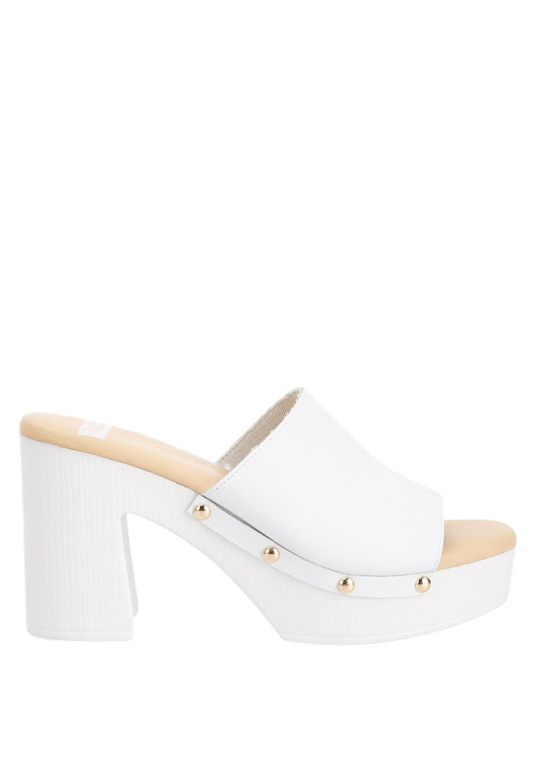 Drew Recycled Leather Block Heel Clogs