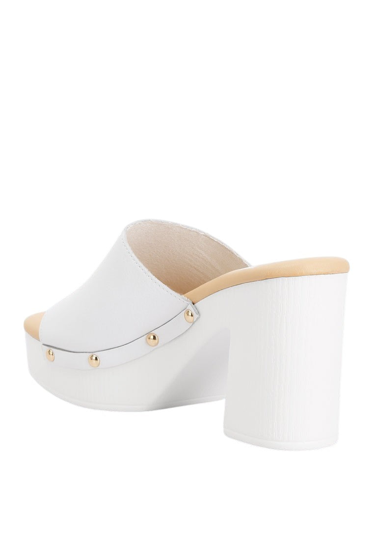 Drew Recycled Leather Block Heel Clogs