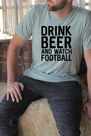 Men's Shirts - Tee's Drink Beer and Watch Football Mens Tee