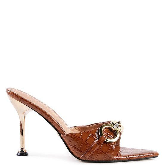Women's Shoes - Heels Drippin Hot Buckled High Heel Slide Sandals