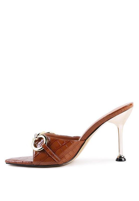 Women's Shoes - Heels Drippin Hot Buckled High Heel Slide Sandals