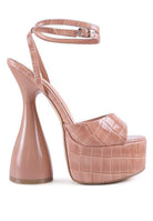 Women's Shoes - Sandals Drop Dead Patent Croc Ultra High Platform Sandals