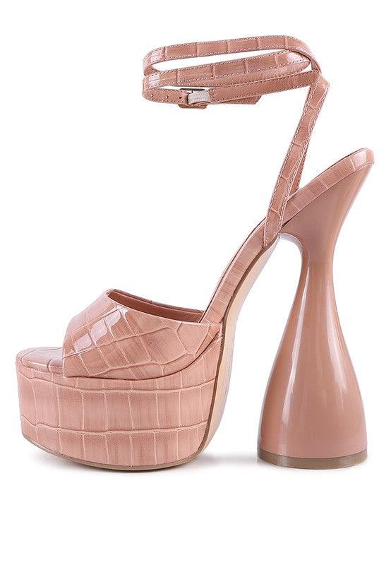 Women's Shoes - Sandals Drop Dead Patent Croc Ultra High Platform Sandals