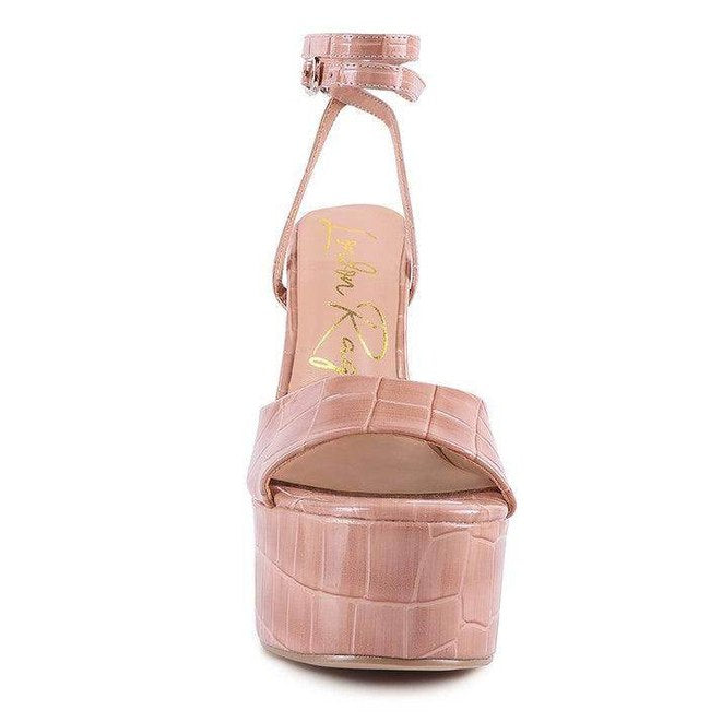 Drop Dead Patent Croc Ultra High Platform Sandals - VacationGrabs