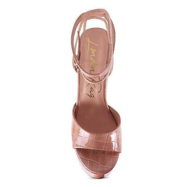 Drop Dead Patent Croc Ultra High Platform Sandals - VacationGrabs