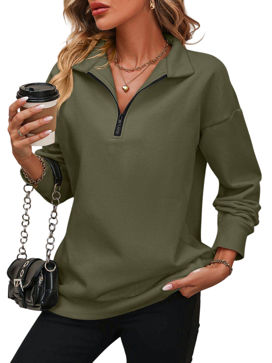VacationGrabs Dropped Shoulder Pullover Top for Women