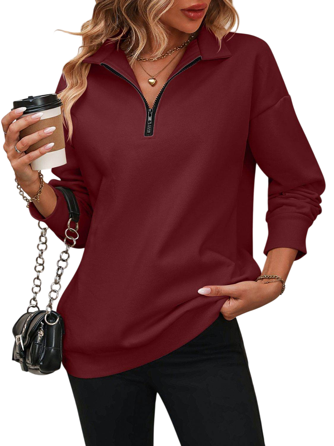 VacationGrabs Dropped Shoulder Pullover Top for Women
